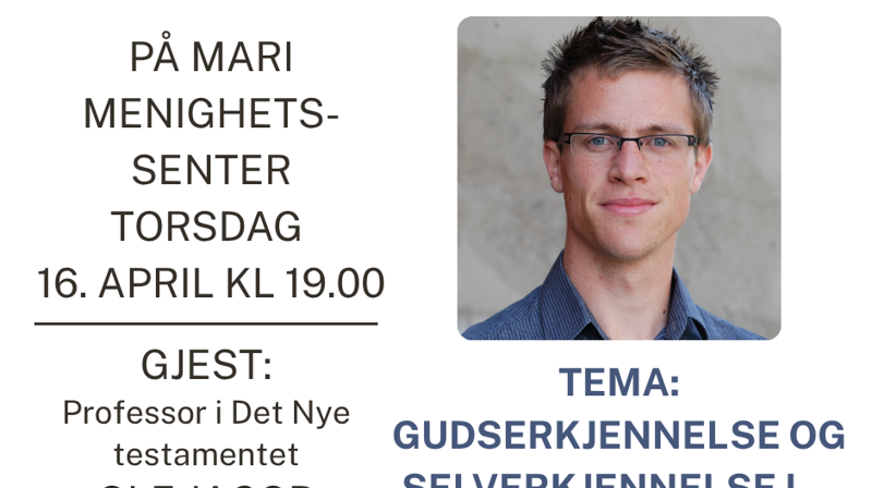 Torsdagssamling 16. april kl. 19.00 på Mari menighetssenter