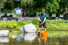 Sommerhjelp på Havstein kirkegård. Foto: Kjetil Aa.