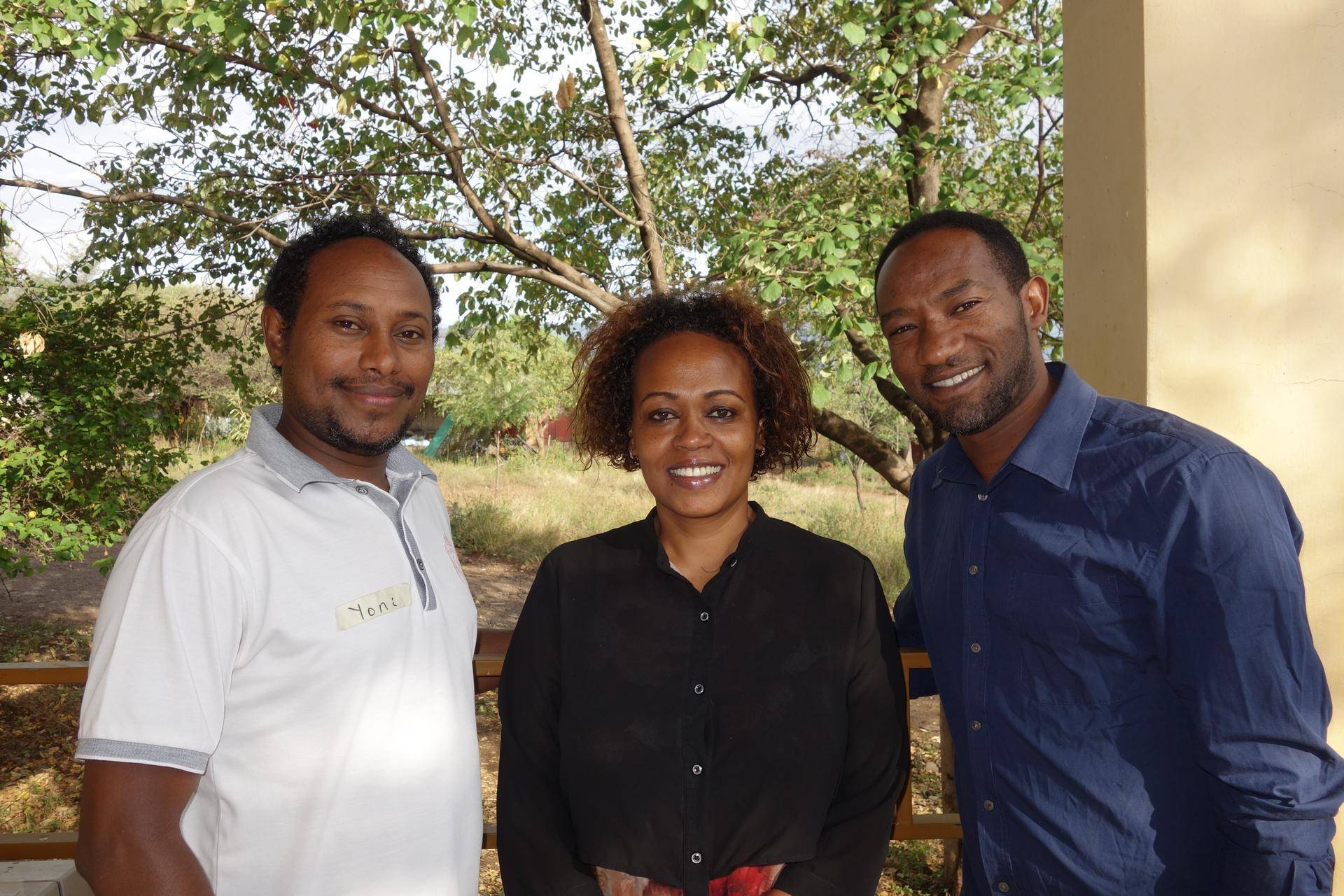 TRAUMEBEHANDLING: Yonathan, Simret og Abraham er et godt team som ledet kurset i traumebehandling profesjonelt med mye variasjon. Foto: NMS