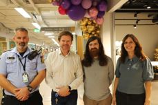 Andreas Bjørnteig (politikontakt for Frogn og Nesodden), Ragnar Sørlie (senterleder Drøbak City), Halvor Bekken Aschim-Teigum og Helena Tomer (begge fra Det norske kirke). Foto: Maria S. Bergh