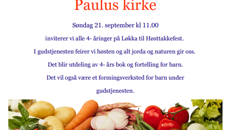 Høsttakkefest i Paulus kirke
