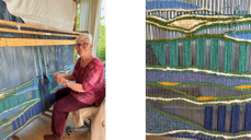 På bildene ser vi detaljer fra det nye teppet, og Randi Bjerkås Lyngra