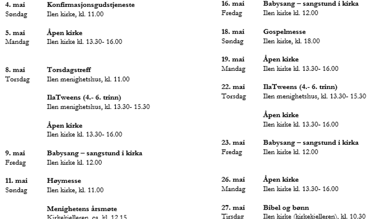 Mai måned i Ilen menighet