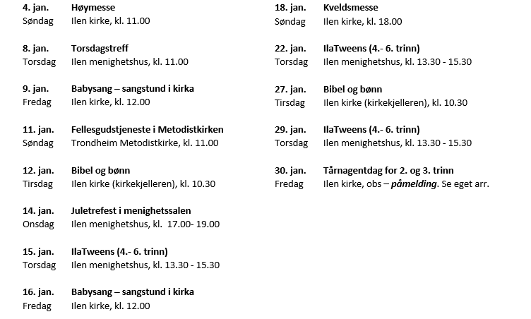 Januar i Ilen menighet