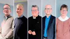 Fra venstre: Kjartan Bergslid, Gaute Nordbye, Kristine Sandmæl, Stephen Sirris, Anne Skoglund. Foto: Nord-Hålogaland bispedømme