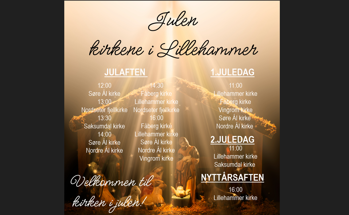 Velkommen til julegudstjenester i kirkene i Lillehammer!