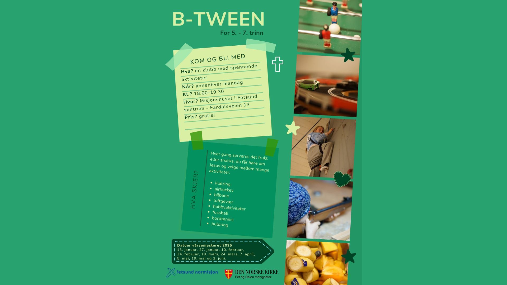 Datooversikt for våren 2025