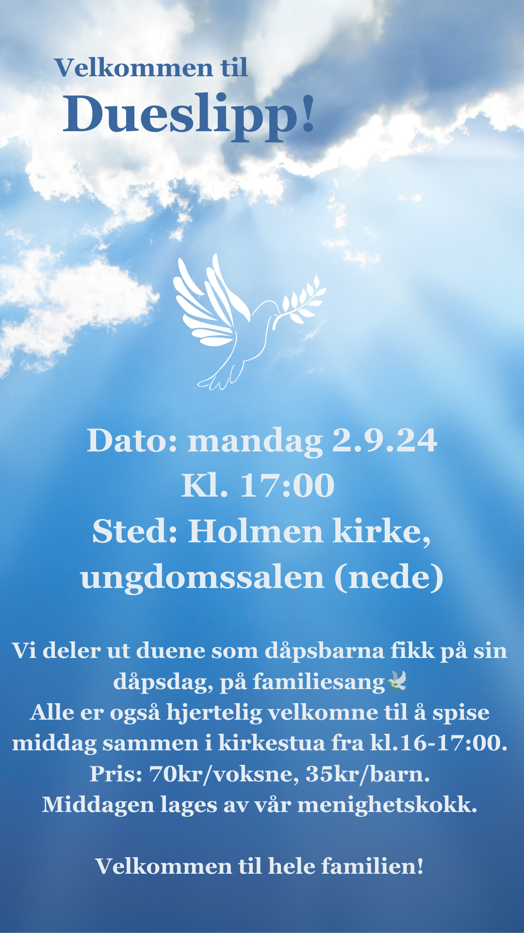 2 år: «Dueslipp» - alle døpte barn får utdelt sin due fra dåpen