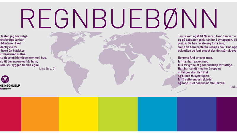 Regnbueplakat fra Kirkens Nødhjelp. Til inspirasjon gjennom fastetiden.