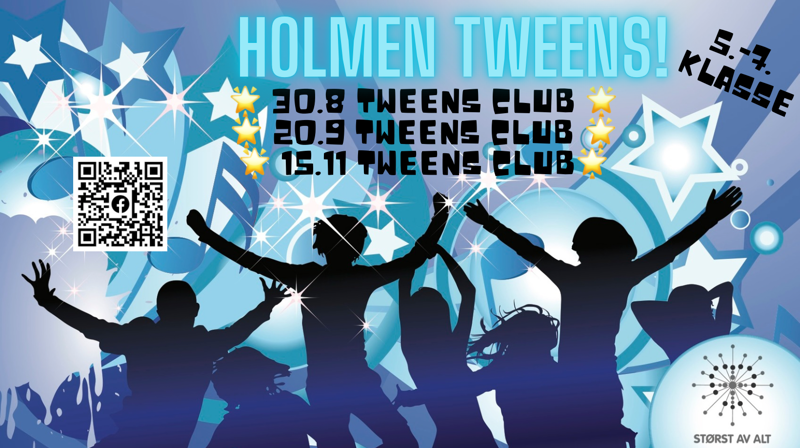Tweensklubb for barn som går i 5. 6. og 7. klasse.
