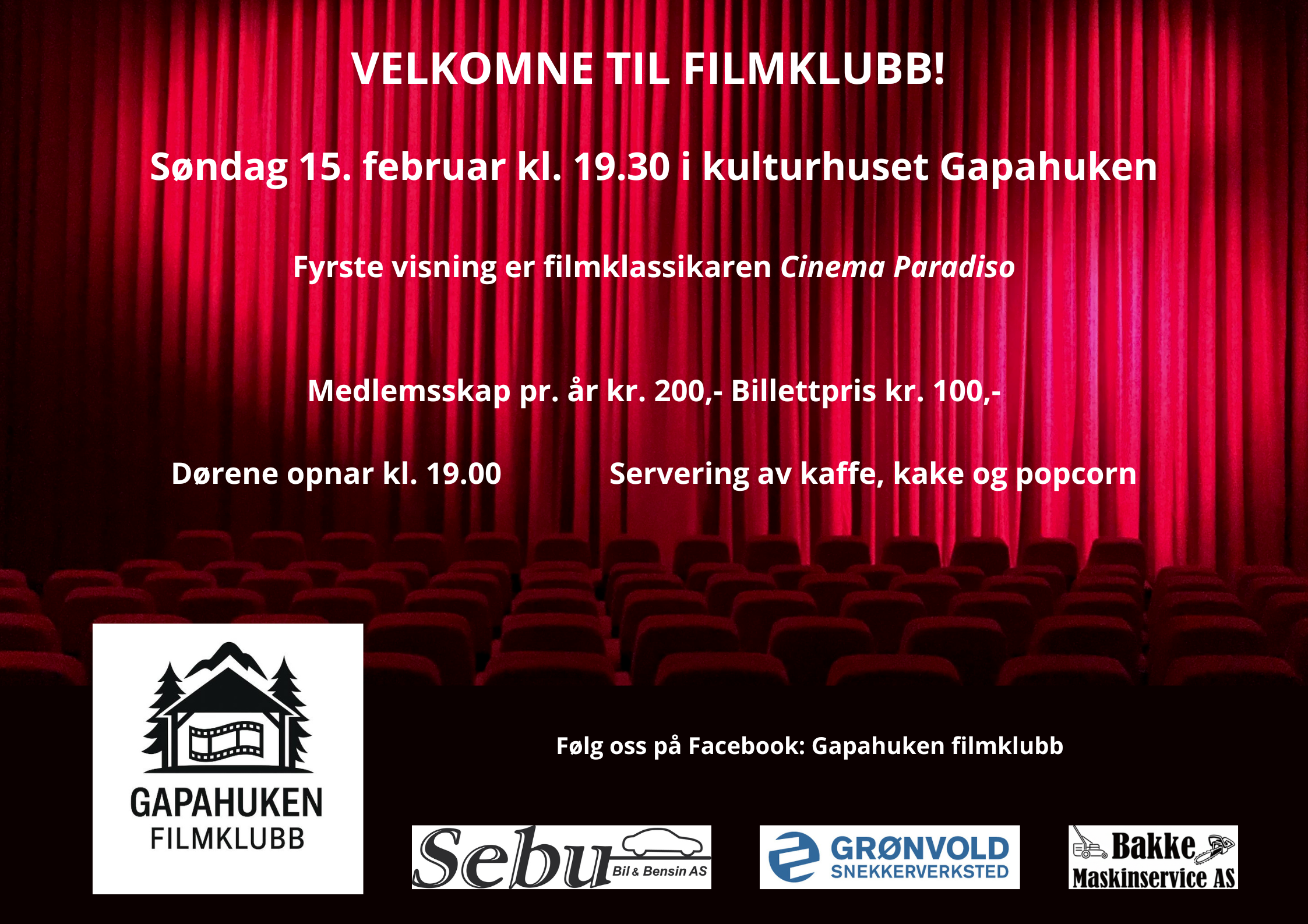 Gapahuken filmklubb inviterer til filmvisning!