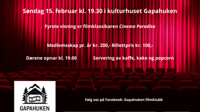 Gapahuken filmklubb inviterer til filmvisning!