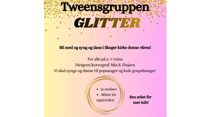 Bli med på sang og dans i Tweensgruppen Glitter!