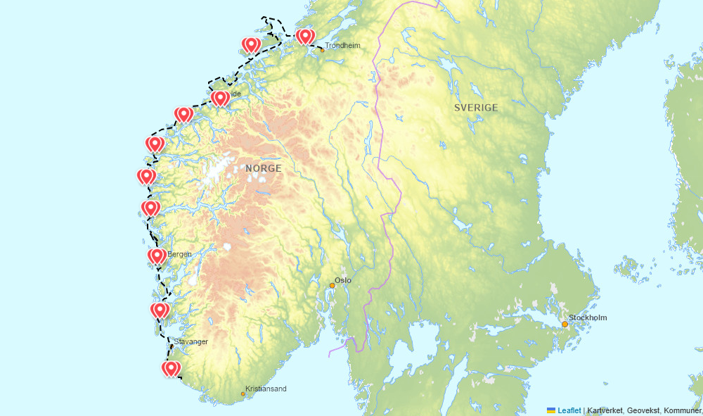 Kystpilegrimsleia - pilegrimsreise langs Vestlandskysten fra Egersund til Trondheim