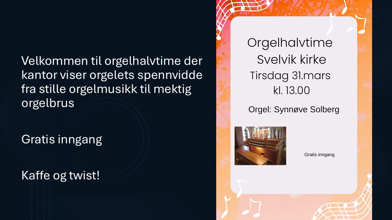Orgelhalvtime 31. mars kl. 13.00