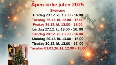 Åpningstider i Skedsmo kirke i julen