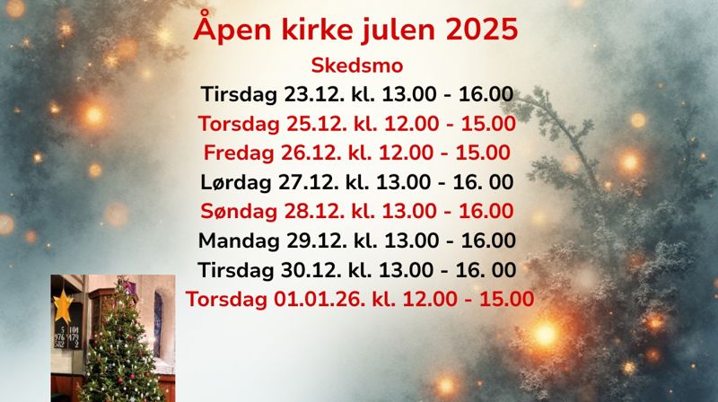Åpningstider i Skedsmo kirke i julen