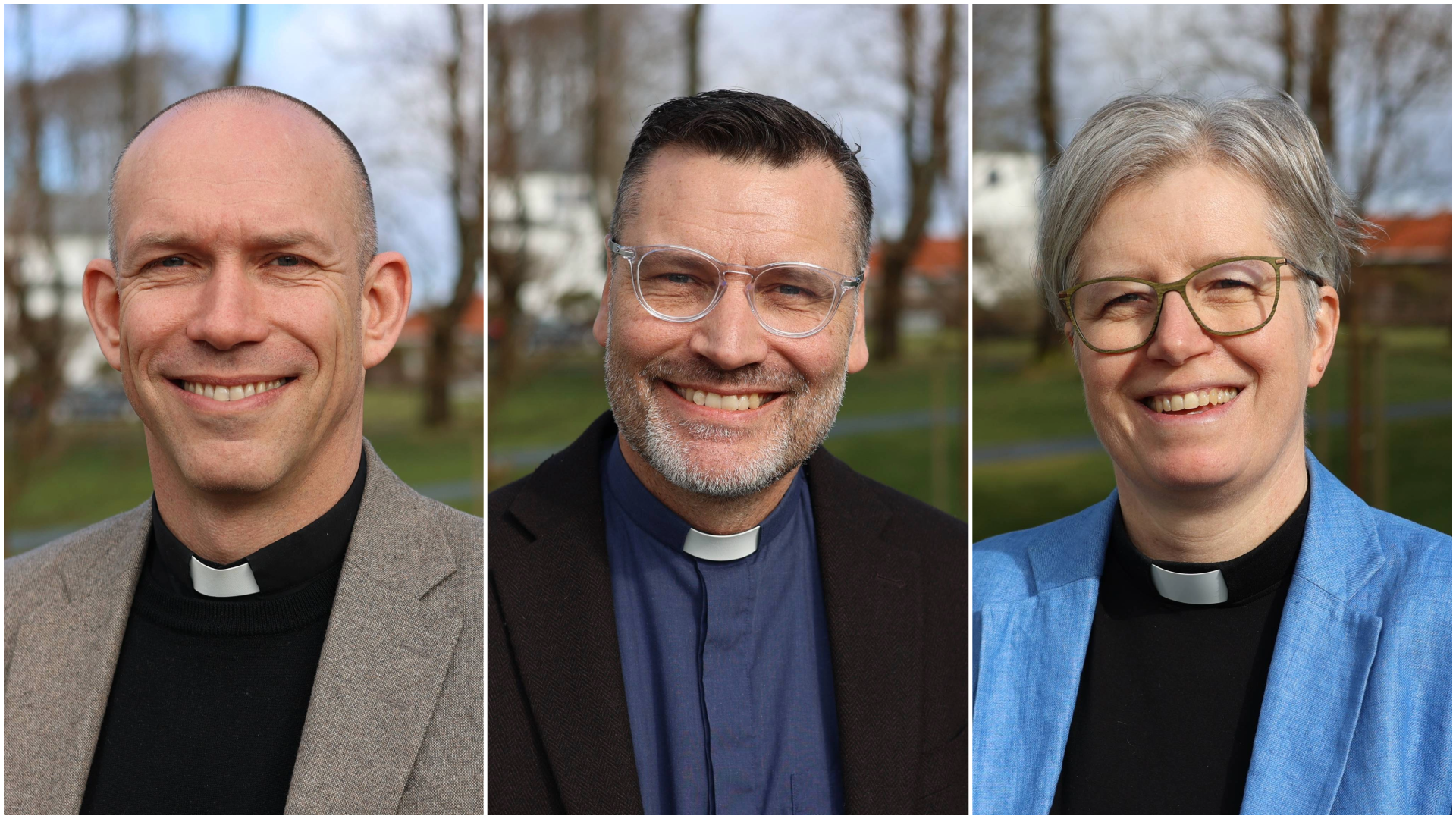 En av disse blir ny biskop i Stavanger bispedømme: Tor Magne Nesvik, Vidar Mæland Bakke, Karen Margrete Mestad.