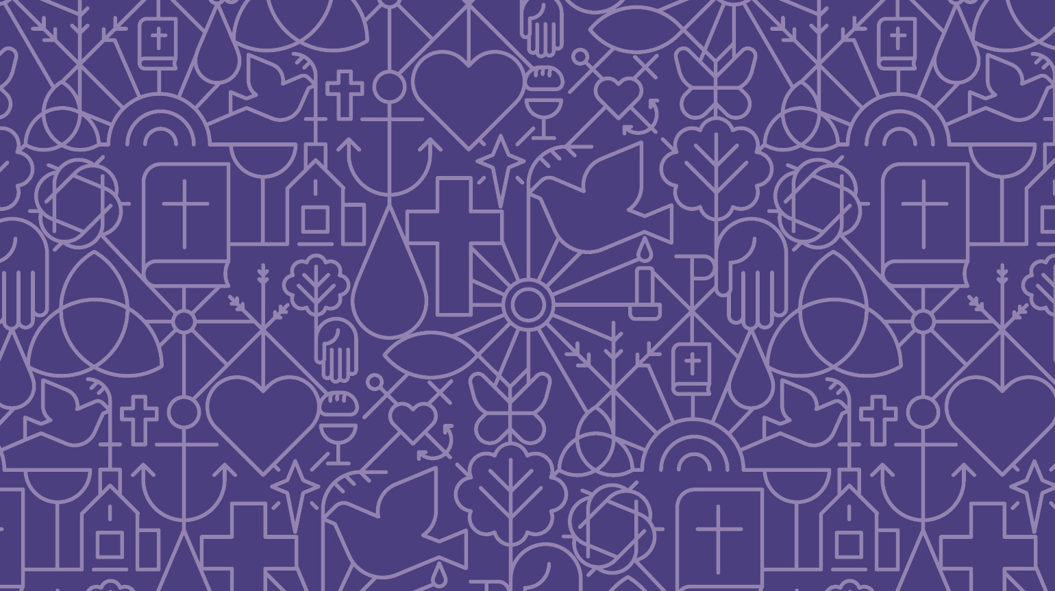 Kirkens mønster med mange små elementer som kors, hjerte, vanndråpe med mer. 