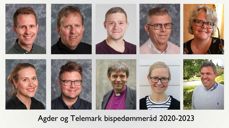 Øverst fra venstre: Kai Steffen Østensen (Åpen folkekirke), Markus Westermoen (Nominasjonskomiteens liste), Håkon Kolstad Varhaug (Bønnelista), Terje Damman (Åpen folkekirke), Turid Torland Håland (Nominasjonskomiteens liste), Ingvild Sommerfelt (Åpen folkekirke), Odin Adelsten Aunan Bohmann (Åpen folkekirke), biskop Stein Reinertsen, Kathrine Tallaksen Skjerdal (Prestenes representant), Per Gunnar Pedersen (representant for lek kirkelige tilsatte).