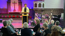 Bilete frå sist gong det var inspirasjonssamling for sokneråda, i samband med bispevigslinga i april 2023.