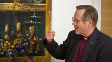 Påskesamtale ved altartavla i Fridalen.