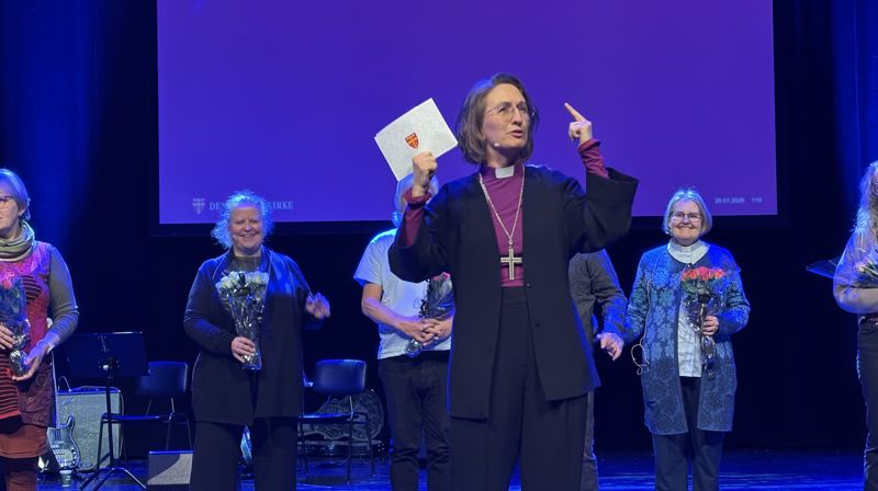 En engasjert og tydelig biskop Kari på fagdagen om likeverdig tilgjengelighet og tilhørighet.