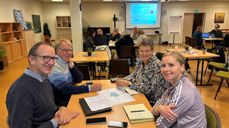 Prosjektgruppen i Indre Østfold; fra venstre prost Kjartan Bergslid, leder av fellesrådet Bjørn Solberg, kirkeverge Anne Grethe Larsen og sokneprest Marita Solberg Bjørke.