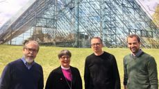 Avd.dir. i Anno Museum, Magne Rugsveen,biskop Solveig Fiske, professor Anders Aschim fra Høgskolen i Innlandet og seksjonsleder Magnus Sempler Holte fra Anno Museum presenterer et mangfoldig program i reformasjonsmarkeringen. Foto: Lars Erlend Kielland