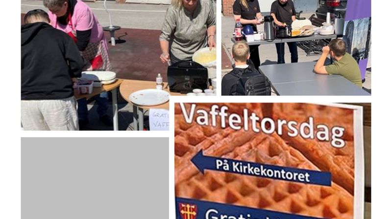I Odalen har kirka suksess med vaffeltorsdag. - Et vinn vinn-tilbud, sier kirkevergen. Foto: Kirken i Odalen