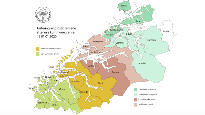 Hornindal sokn er no ein del av Søre Sunnmøre prosti og Volda kyrkjelege fellesråd, medan Halsa sokn og Rindal sokn blir ein del av Orkdal prosti i Nidaros. Sokna i tidlegare Austre Sunnmøre prosti blir ein del av Nordre Sunnmøre prosti. Pga. kommunesamanslåingar blir mange kyrkjelege fellesrådsområde større.