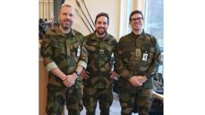 Feltprestene i Møre. Fra venstre: major Vidar Wilhelmsen Rygh, distriktsprest og kapteinløytnant Joachim Haaland og kaptein Johnny Leikvoll Drabløs. Foto: Privat