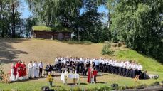 Biskop i Nidaros, Herborg Finnset, holdt olsokgudstjeneste i amfiet på Stiklestad. Alle foto: Sør-Innherrad kirkelige fellesråd