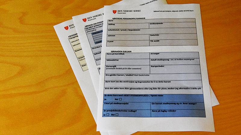 Søknadsskjema og skjema for studierapport