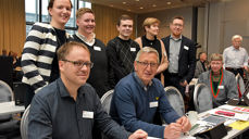 "Trønderbenken" på årets Kirkemøte i Trondheim. Bak fra venstre: Agnes Sofie Gjeset (Bispedømmerådets leder), Alex Ramstad Døsvik, Jon Roar Bruholt, Trude Holm og Harald Hauge. Foran fra venstre: Gunnar Winther, Per Winsnes, Bertil Enar Jønsson og Jon Høsøien. I tillegg er Tor Singsaas og Anne Berit Skjerve Sæter på plass som Nidaros' representanter. (Alle foto: Magne Vik Bjørkøy)