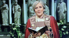 Biskop Herborg Finnset, fra den direktesendte gudstjenesten i Nidarosdomen 1. påskedag.