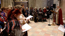 Biskop Herborg Finnset deltok i feiringen av samenes nasjonaldag i Nidarosdomen. (Alle foto: Magne Vik Bjørkøy)