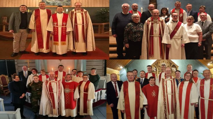 Medvirkende i de fire gudstjenestene. Foto: (oppe fra venstre): Ingrid Spikkeland, Anastasia Dmitrieva. (Nede fra venstre) Ukjent, Heidi Nordbye