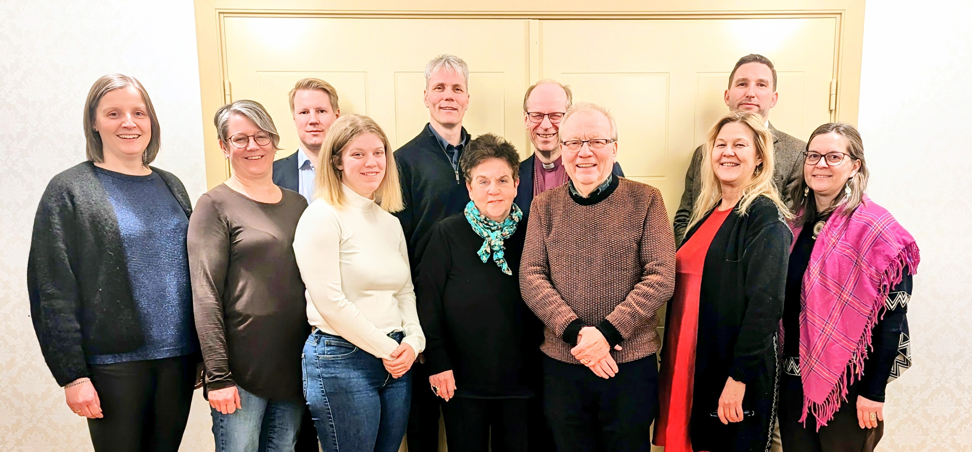 Fra venstre: Marta Kristine Ims (leder), Anne Marit Norbakken Prestø, Oddgeir Sølvfæstersen (nestleder), Miriam Zahl, Gaute Norbye, Tove Karoline Knutsen, biskop Olav Øygard, Kai Krogh, Truls Olufsen-Mehus, Christel Benedicte Eriksen og Mette Anti Gaup
