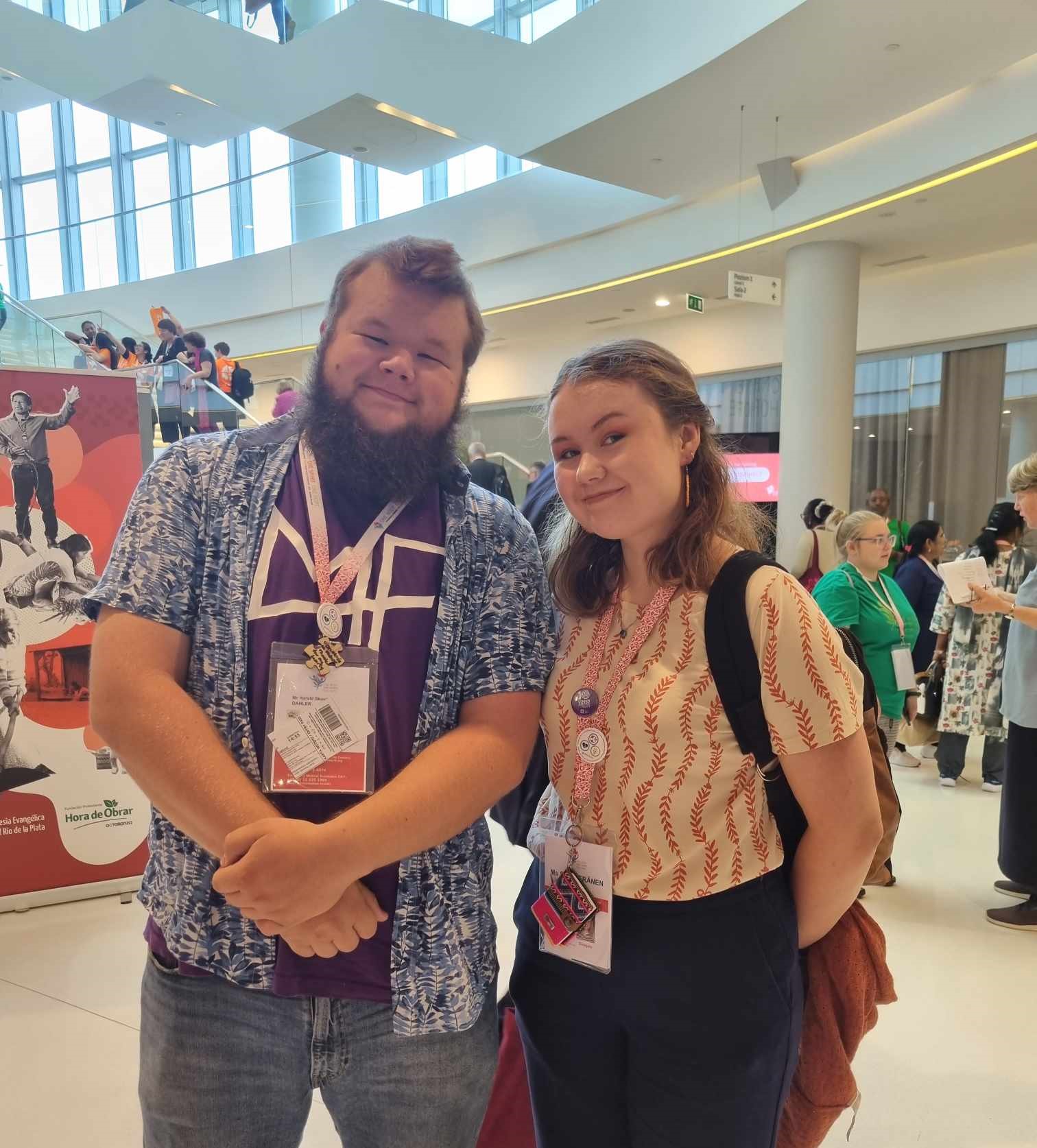 Harald Skoglund Dahler og Sara Ker&#228;nen p&#229; LVF generalforsamlingen i Krakow. Foto: privat.