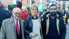 Erwin Kohn (Det Mosaiske Trossamfunn), Anne-May Grasaas (Den norske kirke), Awais Musharraf (Muslimsk dialognettverk) holdt alle apeller på Grønland Torg. Foto: Arshad Jamil.