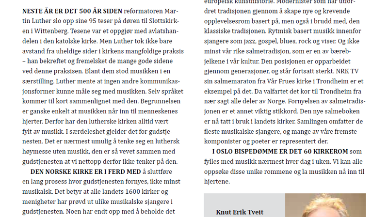 Faksimile: Menighetsbladet "På Kirkebakken" 2/2016