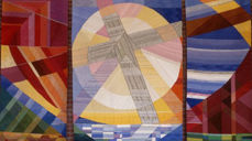 Alterteppe i Hamarøy kirke, vevd av Evaa Henna Aalto.