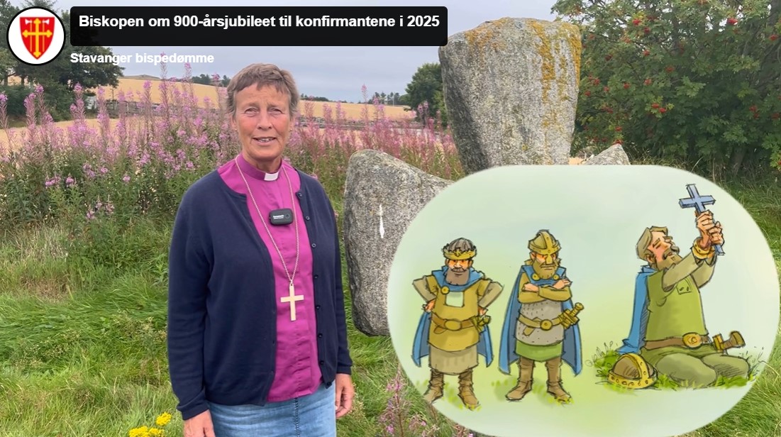 En liten film der biskopen forteller om 900-årsjubileet til konfirmantene er en del av opplegget.
