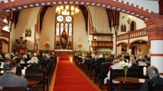 Vår Frelsers kirke i Haugesund er en av kirkene som kommer til å sende gudstjeneste på TV Haugaland.