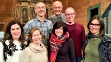 Jubileumskomiteen: Bak fra venstre: Dag Tormod Milje, Arne Jon Myskja, Åge Baustad. Foran f.v.: Ingvild Rørtveit Myklebust, Åsne Breidablik Hustoft, Marianne Losnegård og Janne Eide.