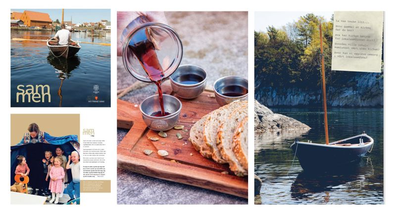 Utsnitt fra brosjyren "Sammen", som er designet av Frode Isachsen og med foto av Andrea Rocha.