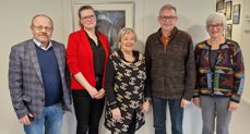 Valgrådet i Tunsberg. Fra venstre Ståle Landmark, Dina Wergeland Venås, Magda Flatmo (nestleder), Kjellfred Dekko (leder) og Tone Westmoen