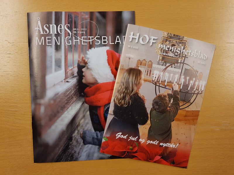 Advent- og juleutgaven av menighetsbladene i Åsnes og Hof 2022.