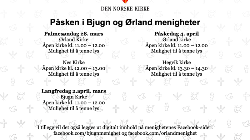 Påsken i Bjugn og Ørland menigheter
